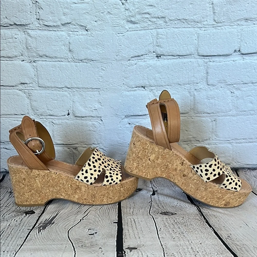 * Dolce Vita Linda platform wedge sandals in leopard calf hair